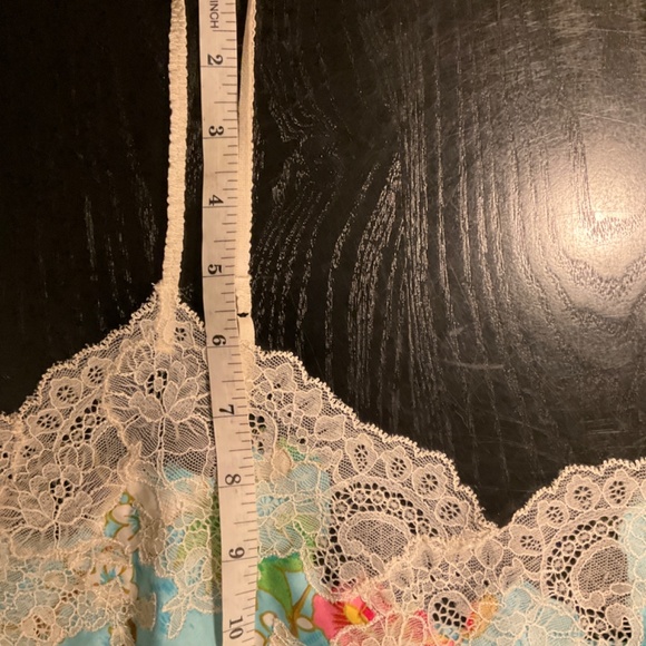 NATORI Light Blue Cherry Blossom satin cami / camisole top - Picture 8 of 9